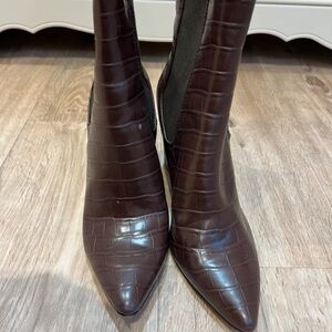 Steve Madden Chocolate Croc Heeled Boots